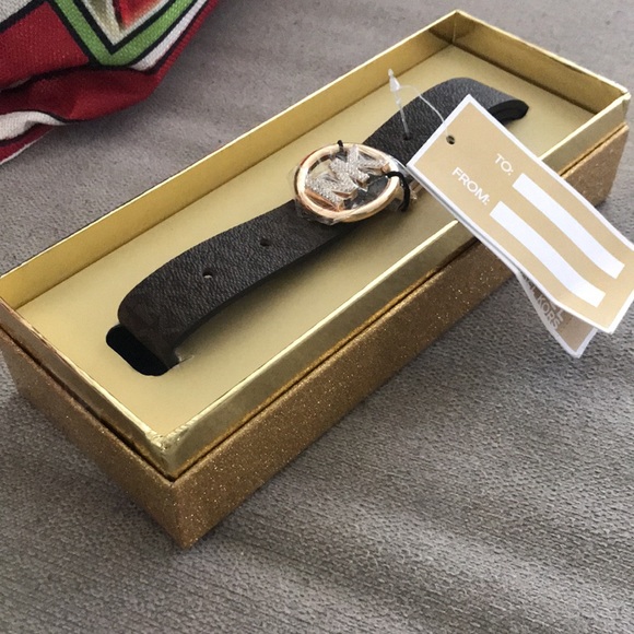 MICHAEL KORS Women's Belt in Gift Box SZ S/M,  Gemmed LOGO- Brown - Picture 4 of 8